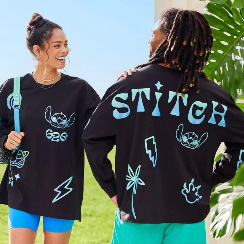NWT unisex Disney Crewneck Stitch 626 Long Sleeve Black Spirit Jersey